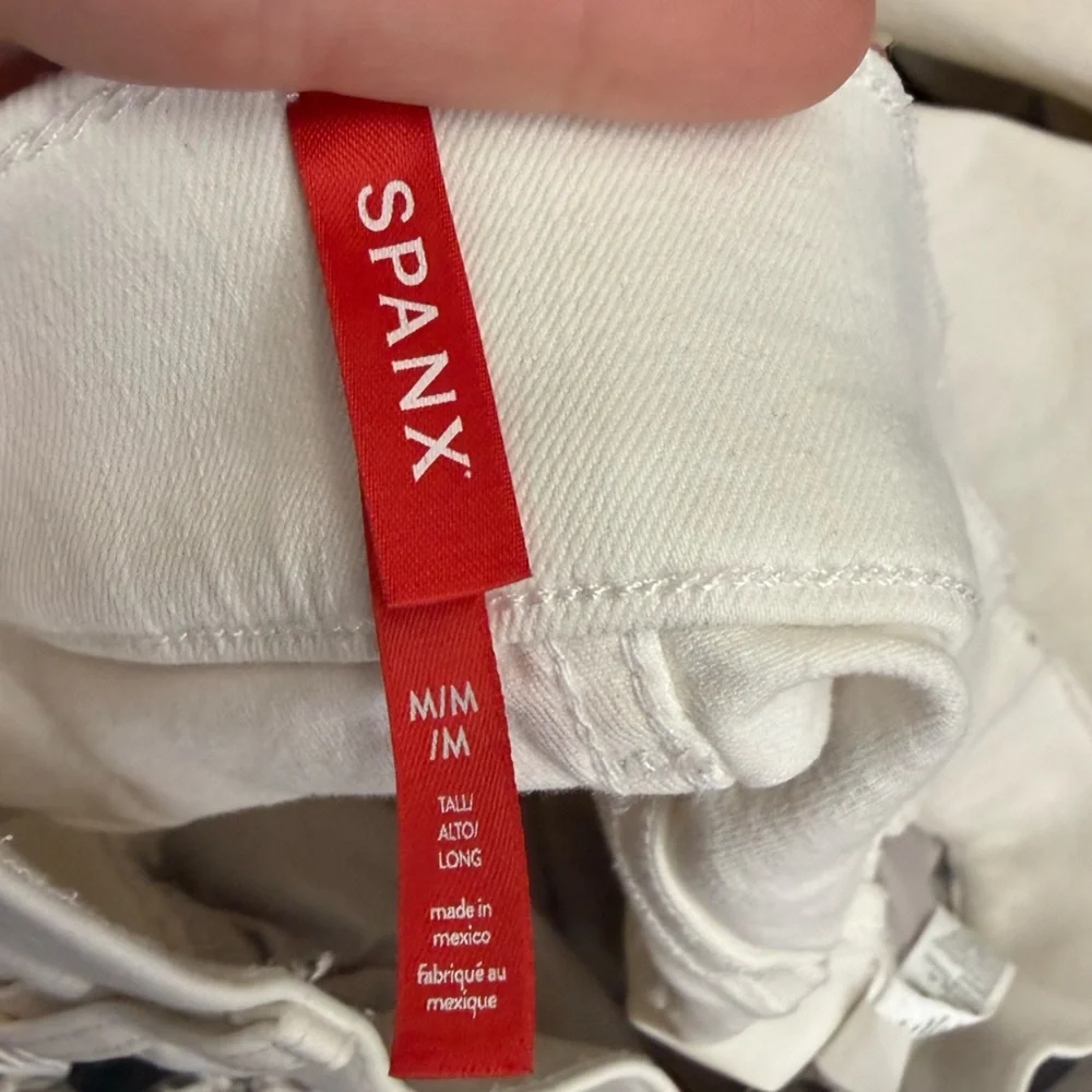 Spanx TALL Seamed Front Wide Leg Jeans Ecru White Medium - Picture 4 of 6